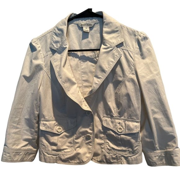 White‎ House Black Market White Jacket, size 10 Short Waist Length, 100% Cotton - Picture 1 of 3